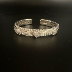Judith ripka diamondique cz hinged cuff heart bracelet